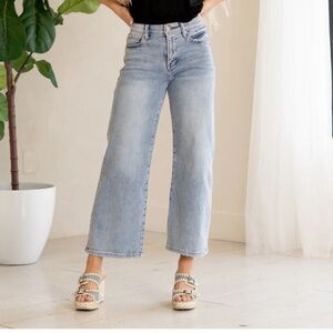 RISEN Light Wash High Waist Crop Jeans